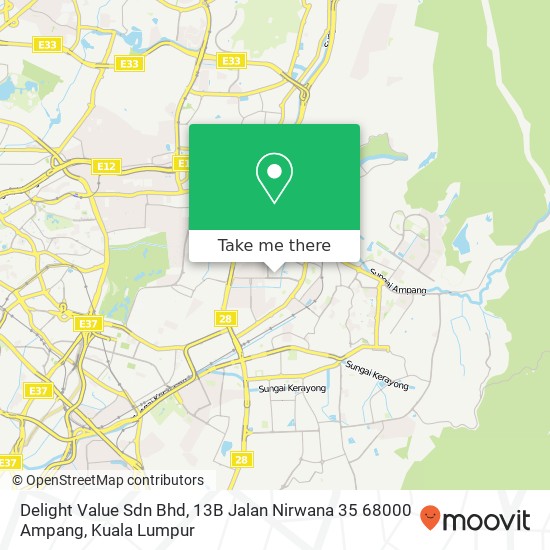 Delight Value Sdn Bhd, 13B Jalan Nirwana 35 68000 Ampang map