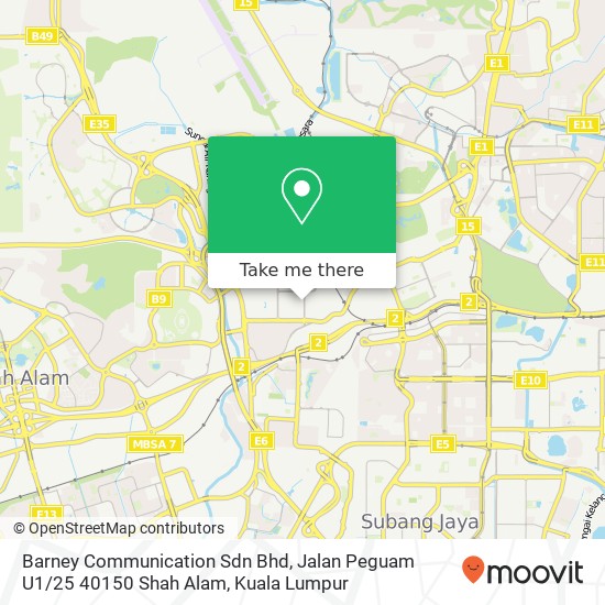 Barney Communication Sdn Bhd, Jalan Peguam U1 / 25 40150 Shah Alam map