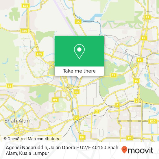 Peta Agensi Nasaruddin, Jalan Opera F U2 / F 40150 Shah Alam