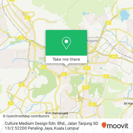 Culture Medium Design Sdn. Bhd., Jalan Tanjung SD 13 / 2 52200 Petaling Jaya map
