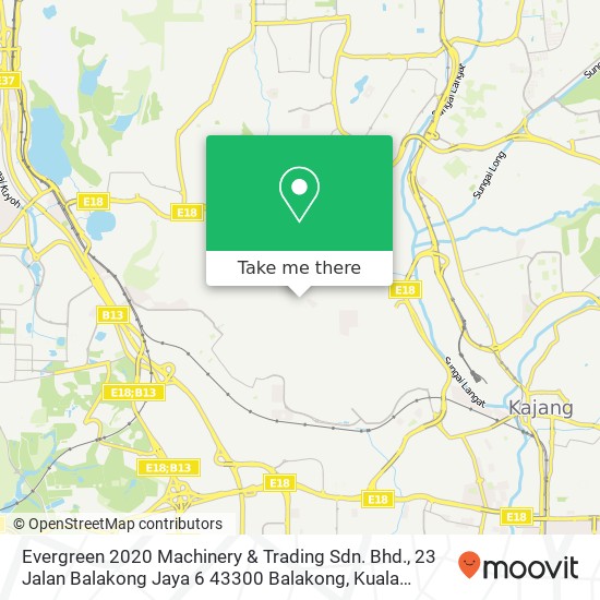 Peta Evergreen 2020 Machinery & Trading Sdn. Bhd., 23 Jalan Balakong Jaya 6 43300 Balakong