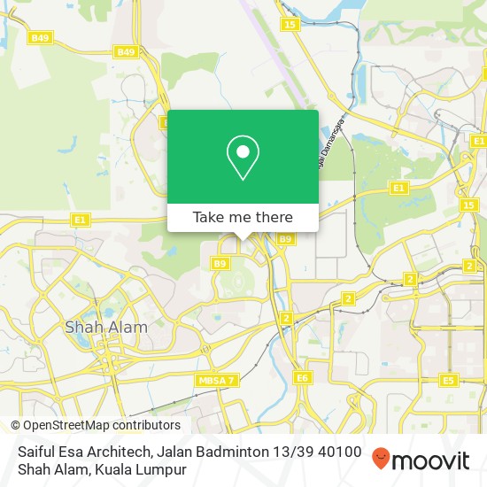 Saiful Esa Architech, Jalan Badminton 13 / 39 40100 Shah Alam map