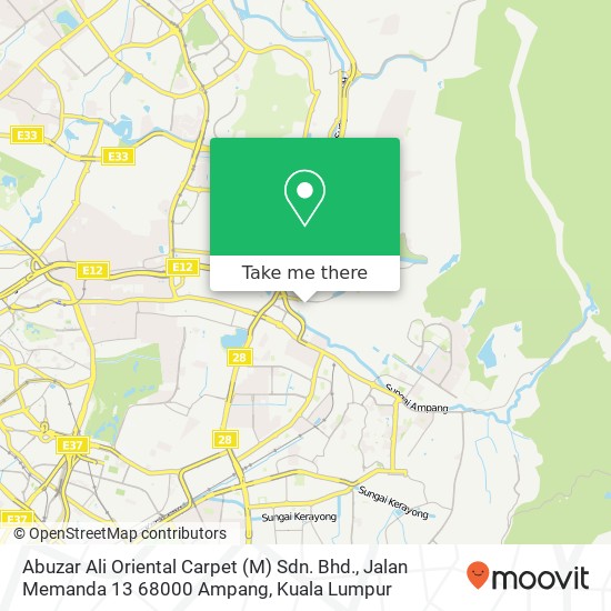 Abuzar Ali Oriental Carpet (M) Sdn. Bhd., Jalan Memanda 13 68000 Ampang map