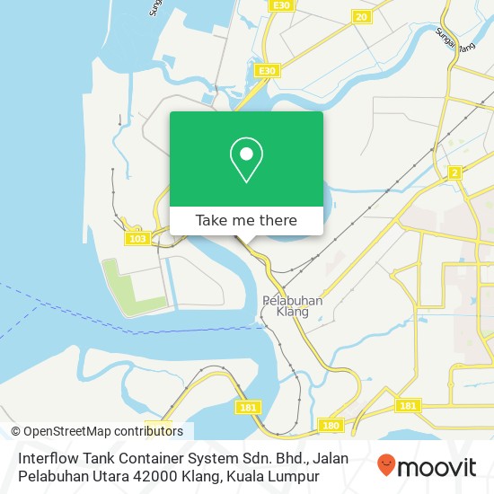 Peta Interflow Tank Container System Sdn. Bhd., Jalan Pelabuhan Utara 42000 Klang