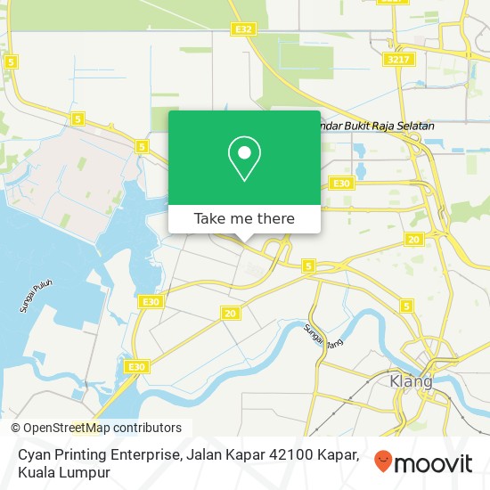 Peta Cyan Printing Enterprise, Jalan Kapar 42100 Kapar