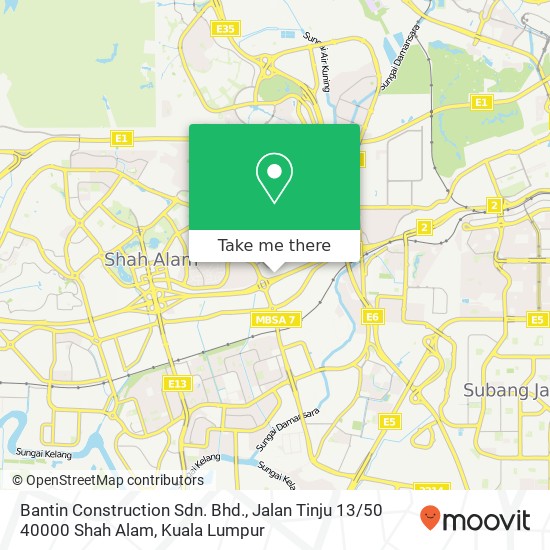 Bantin Construction Sdn. Bhd., Jalan Tinju 13 / 50 40000 Shah Alam map