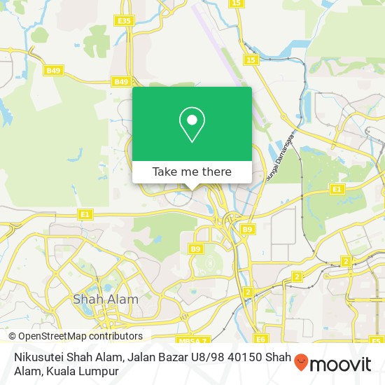 Peta Nikusutei Shah Alam, Jalan Bazar U8 / 98 40150 Shah Alam
