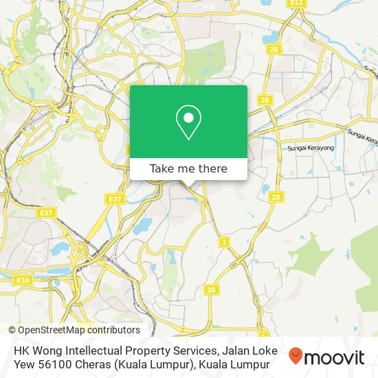 Peta HK Wong Intellectual Property Services, Jalan Loke Yew 56100 Cheras (Kuala Lumpur)