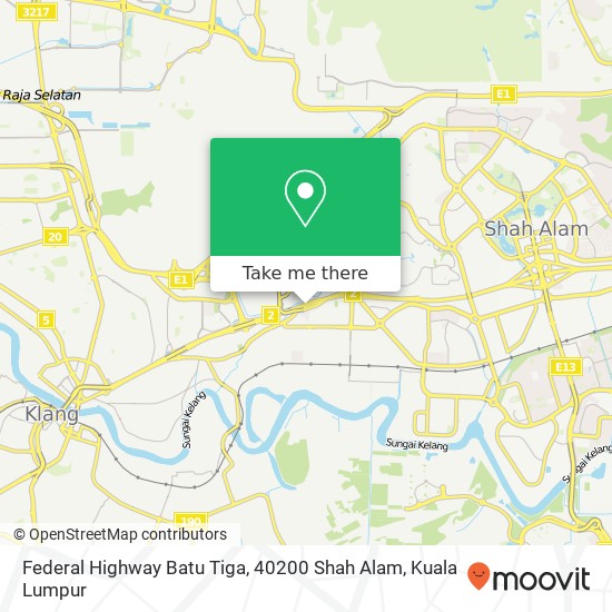 Peta Federal Highway Batu Tiga, 40200 Shah Alam