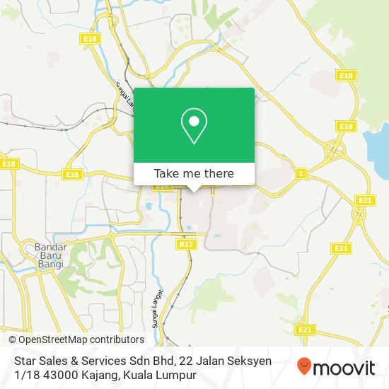 Peta Star Sales & Services Sdn Bhd, 22 Jalan Seksyen 1 / 18 43000 Kajang