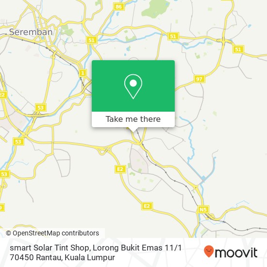 smart Solar Tint Shop, Lorong Bukit Emas 11 / 1 70450 Rantau map