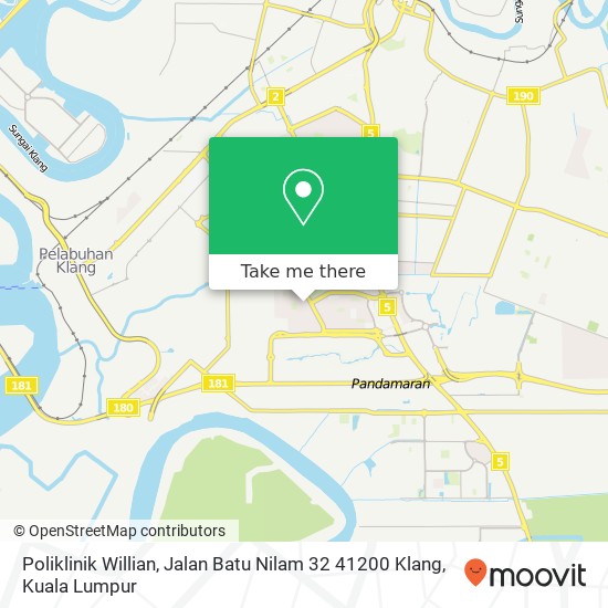 Peta Poliklinik Willian, Jalan Batu Nilam 32 41200 Klang