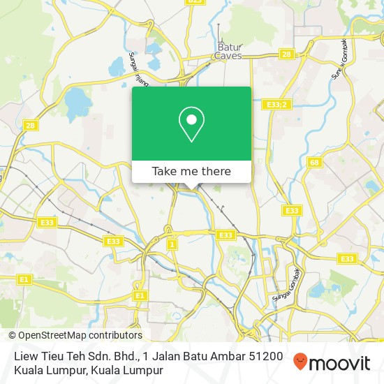 Liew Tieu Teh Sdn. Bhd., 1 Jalan Batu Ambar 51200 Kuala Lumpur map