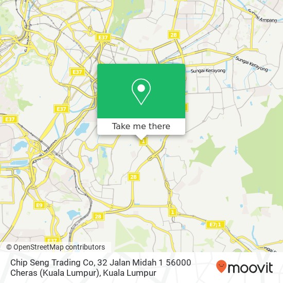 Peta Chip Seng Trading Co, 32 Jalan Midah 1 56000 Cheras (Kuala Lumpur)