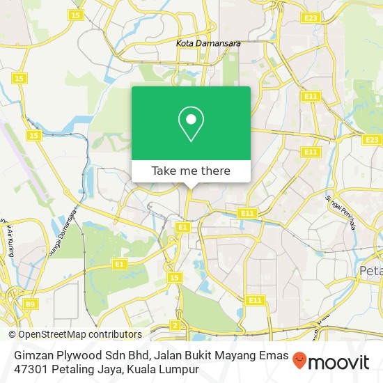Peta Gimzan Plywood Sdn Bhd, Jalan Bukit Mayang Emas 47301 Petaling Jaya