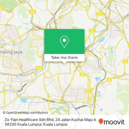 Peta Zo Yian Healthcare Sdn Bhd, 24 Jalan Kuchai Maju 6 58200 Kuala Lumpur
