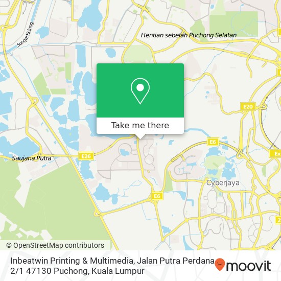 Peta Inbeatwin Printing & Multimedia, Jalan Putra Perdana 2 / 1 47130 Puchong