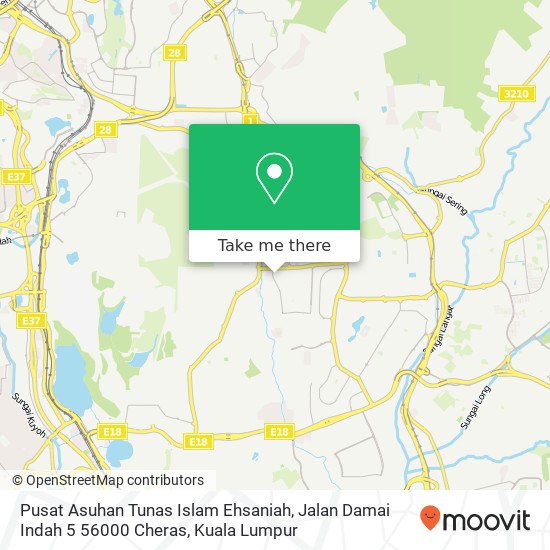 Peta Pusat Asuhan Tunas Islam Ehsaniah, Jalan Damai Indah 5 56000 Cheras