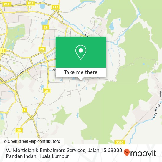 Peta VJ Mortician & Embalmers Services, Jalan 15 68000 Pandan Indah