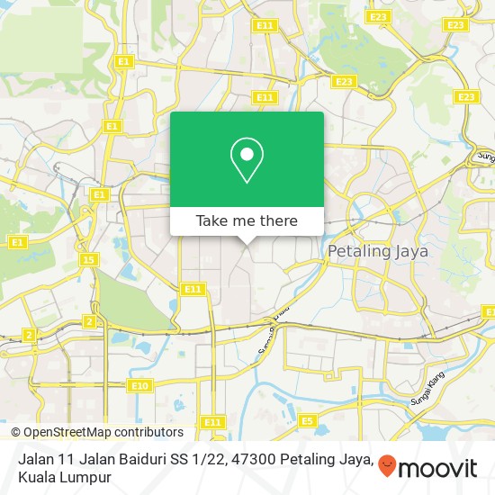 Peta Jalan 11 Jalan Baiduri SS 1 / 22, 47300 Petaling Jaya