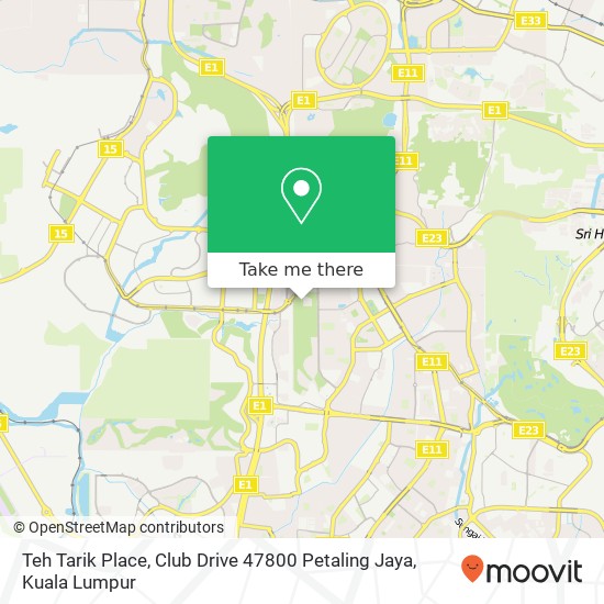 Peta Teh Tarik Place, Club Drive 47800 Petaling Jaya