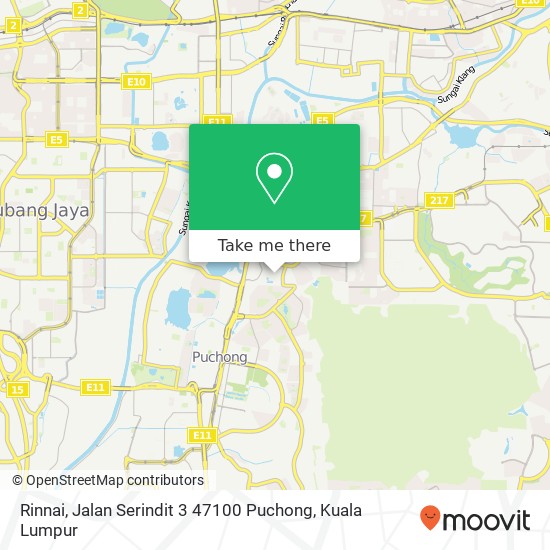 Peta Rinnai, Jalan Serindit 3 47100 Puchong