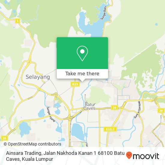 Peta Ainsara Trading, Jalan Nakhoda Kanan 1 68100 Batu Caves