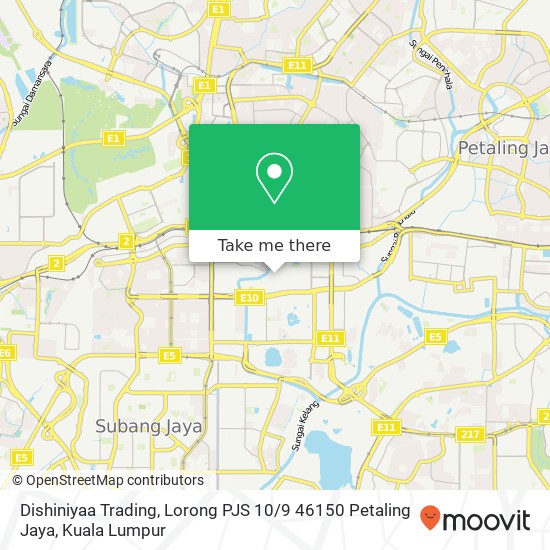 Peta Dishiniyaa Trading, Lorong PJS 10 / 9 46150 Petaling Jaya