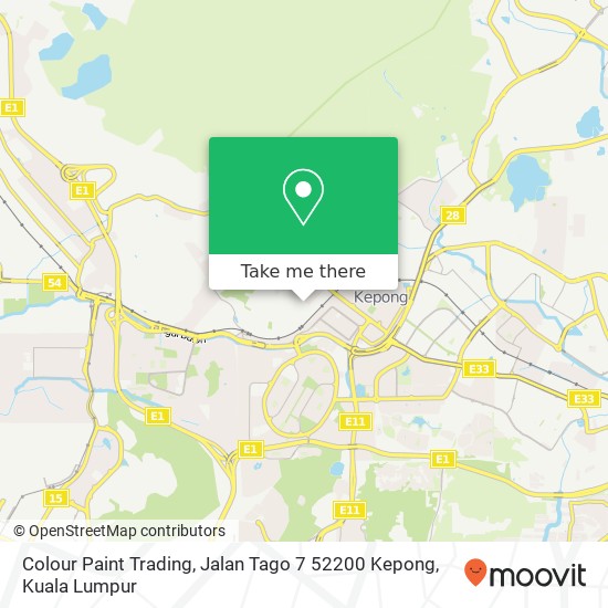 Peta Colour Paint Trading, Jalan Tago 7 52200 Kepong
