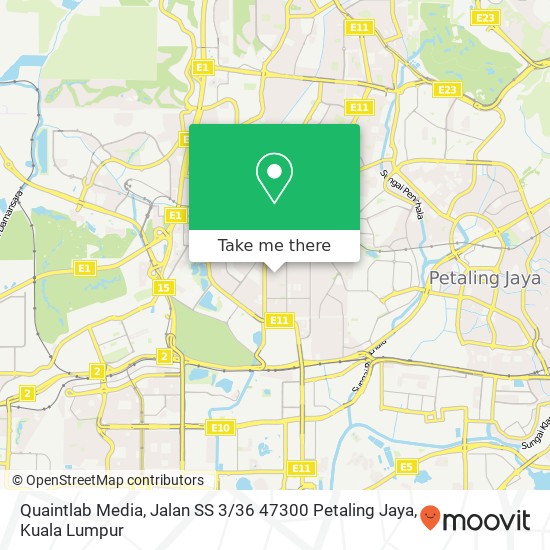 Peta Quaintlab Media, Jalan SS 3 / 36 47300 Petaling Jaya