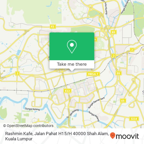 Peta Rashmin Kafe, Jalan Pahat H15 / H 40000 Shah Alam