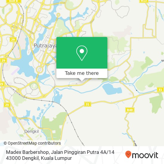 Peta Madex Barbershop, Jalan Pinggiran Putra 4A / 14 43000 Dengkil