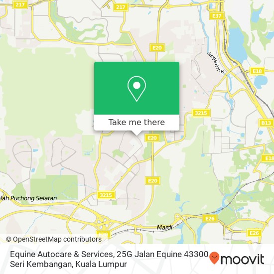 Peta Equine Autocare & Services, 25G Jalan Equine 43300 Seri Kembangan