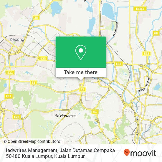 Peta Iedwrites Management, Jalan Dutamas Cempaka 50480 Kuala Lumpur