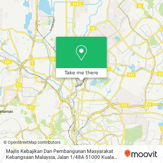 Peta Majlis Kebajikan Dan Pembangunan Masyarakat Kebangsaan Malaysia, Jalan 1 / 48A 51000 Kuala Lumpur