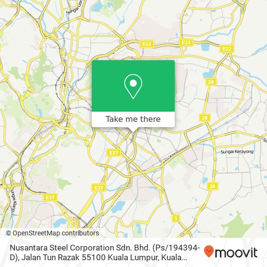 Nusantara Steel Corporation Sdn. Bhd. (Ps / 194394-D), Jalan Tun Razak 55100 Kuala Lumpur map