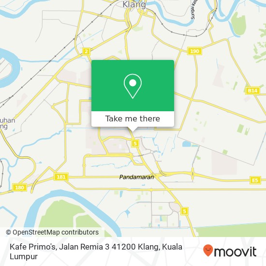 Peta Kafe Primo's, Jalan Remia 3 41200 Klang