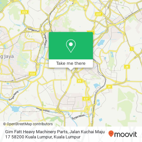 Peta Gim Fatt Heavy Machinery Parts, Jalan Kuchai Maju 17 58200 Kuala Lumpur