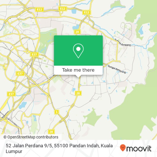 Peta 52 Jalan Perdana 9 / 5, 55100 Pandan Indah