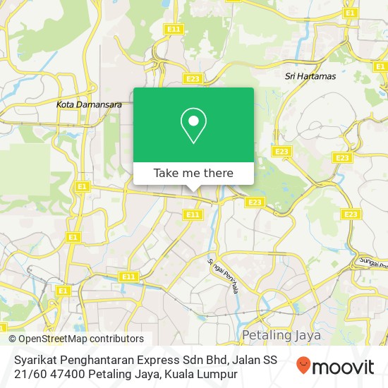 Syarikat Penghantaran Express Sdn Bhd, Jalan SS 21 / 60 47400 Petaling Jaya map