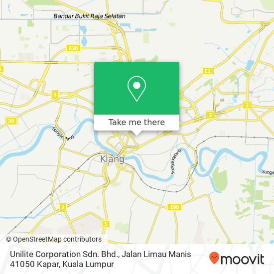 Peta Unilite Corporation Sdn. Bhd., Jalan Limau Manis 41050 Kapar