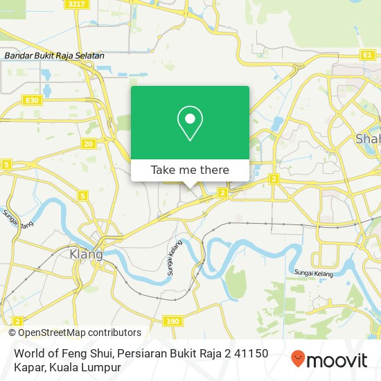 Peta World of Feng Shui, Persiaran Bukit Raja 2 41150 Kapar