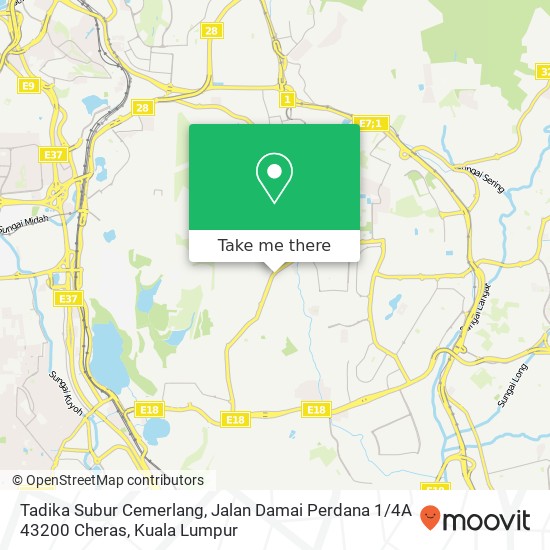 Peta Tadika Subur Cemerlang, Jalan Damai Perdana 1 / 4A 43200 Cheras
