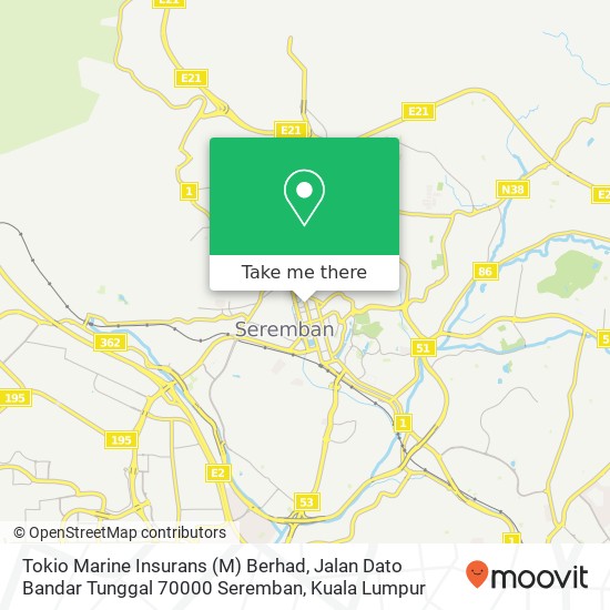 Tokio Marine Insurans (M) Berhad, Jalan Dato Bandar Tunggal 70000 Seremban map