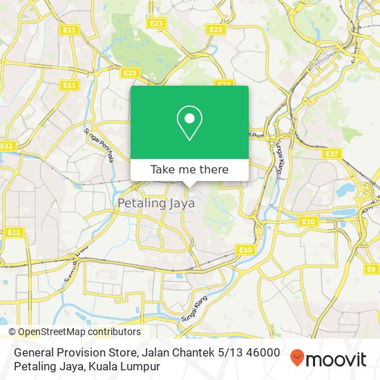 Peta General Provision Store, Jalan Chantek 5 / 13 46000 Petaling Jaya