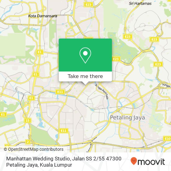 Peta Manhattan Wedding Studio, Jalan SS 2 / 55 47300 Petaling Jaya