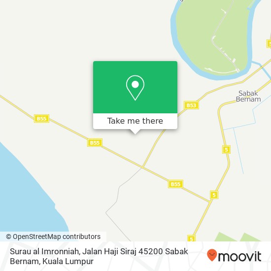 Peta Surau al Imronniah, Jalan Haji Siraj 45200 Sabak Bernam
