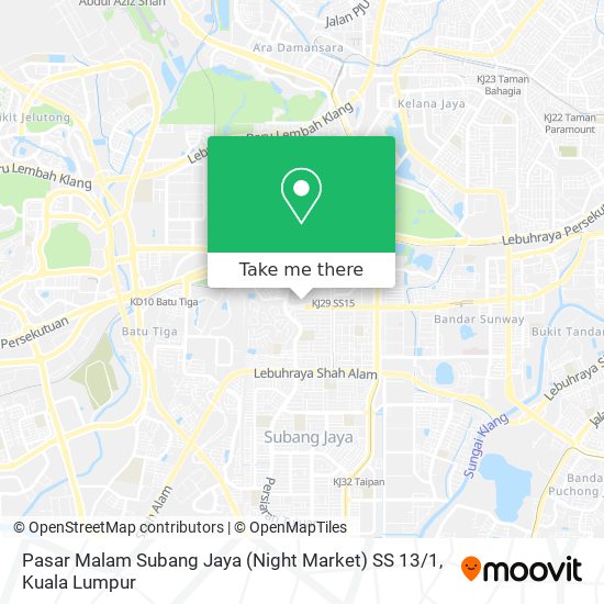 Peta Pasar Malam Subang Jaya (Night Market) SS 13 / 1