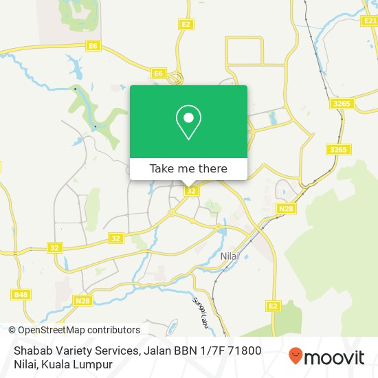 Peta Shabab Variety Services, Jalan BBN 1 / 7F 71800 Nilai