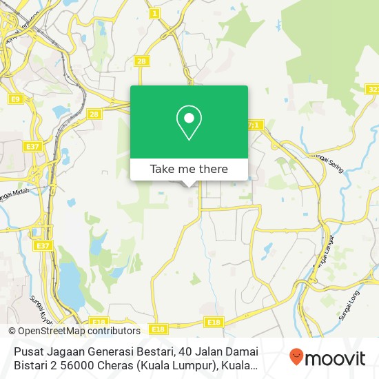 Peta Pusat Jagaan Generasi Bestari, 40 Jalan Damai Bistari 2 56000 Cheras (Kuala Lumpur)